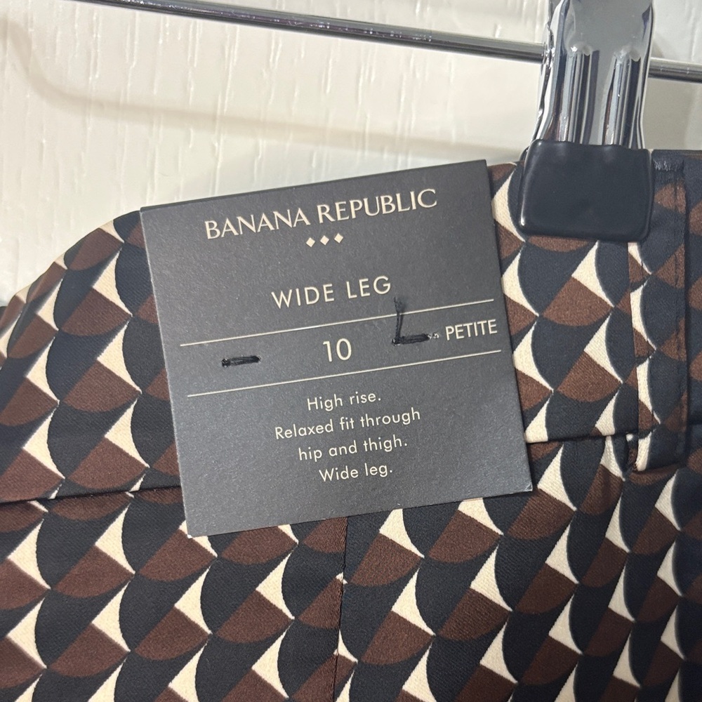 Banana Republic Geometric Wide Leg Pants - Brown and Cream